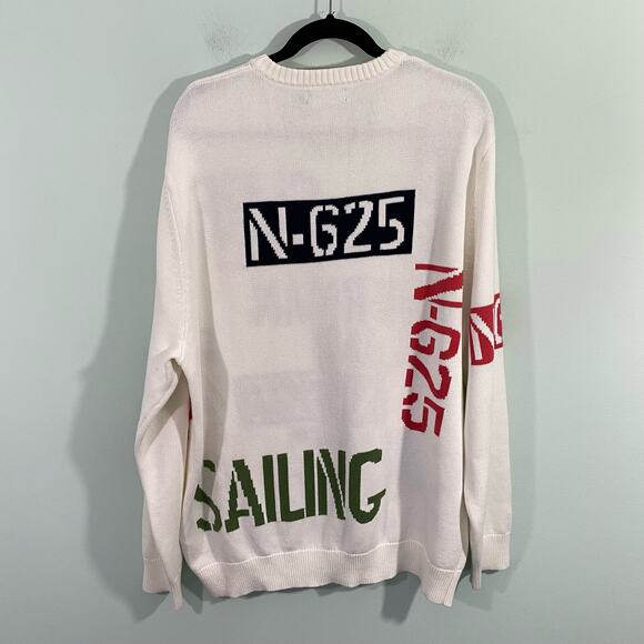 Nautica Men's White & Multicolor Intarsia Sailing Knit Sweater Size XL - Picture 8 of 8